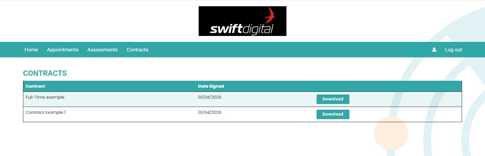 Rhadar Secure Client Portal Electronic Contracts
