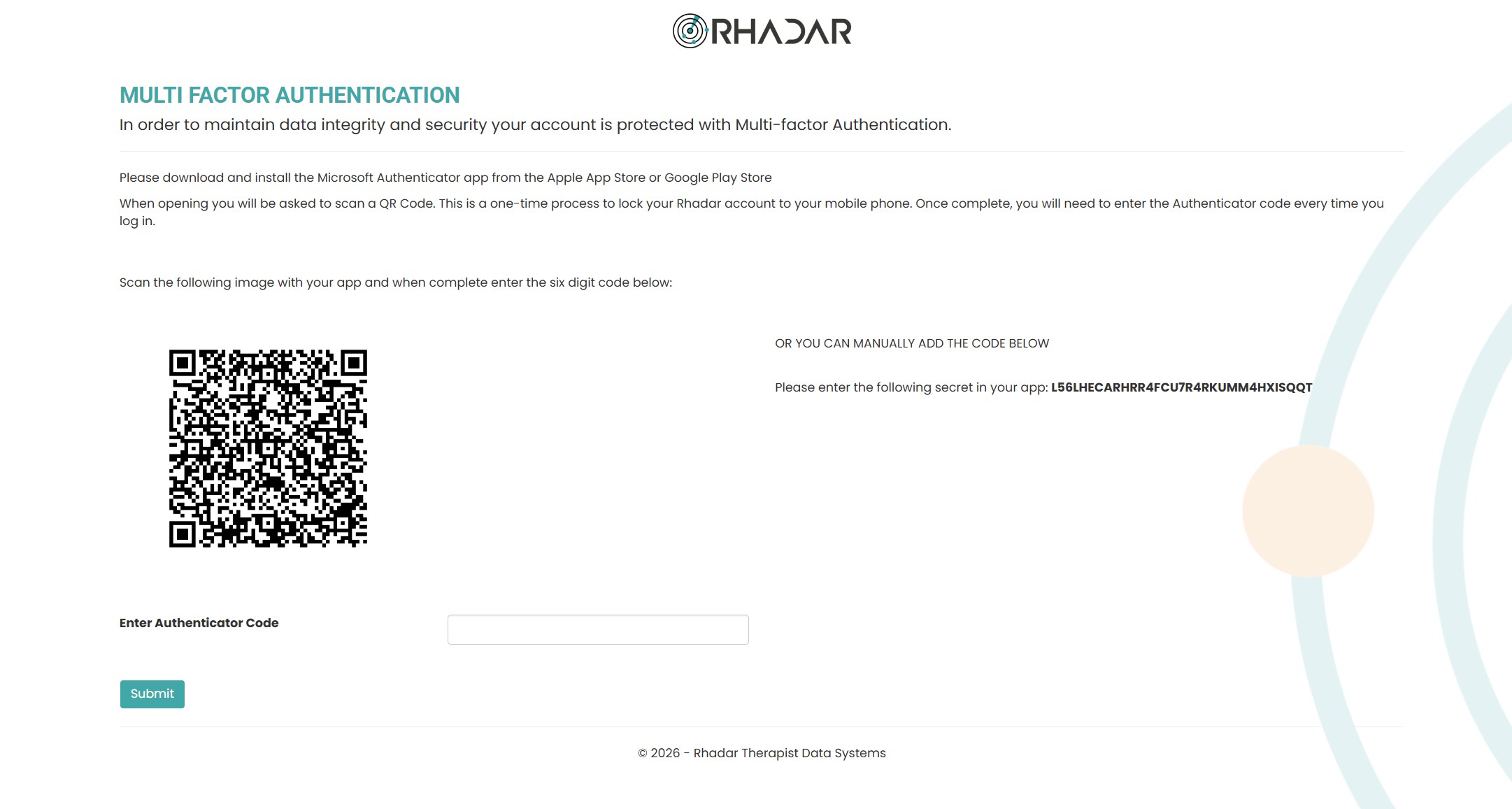 Rhadar MFA Compliant