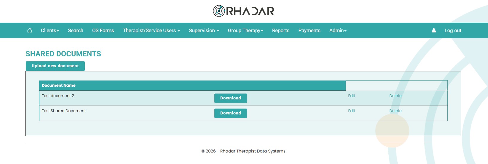 Rhadar Shared Document Store